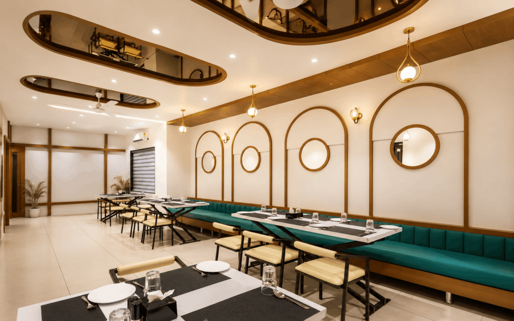 Basil Kitchen premium indoor dining ambience among Live Music Restaurants in Sambhajinagar.