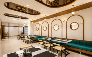 Basil Kitchen premium indoor dining ambience among Live Music Restaurants in Sambhajinagar.