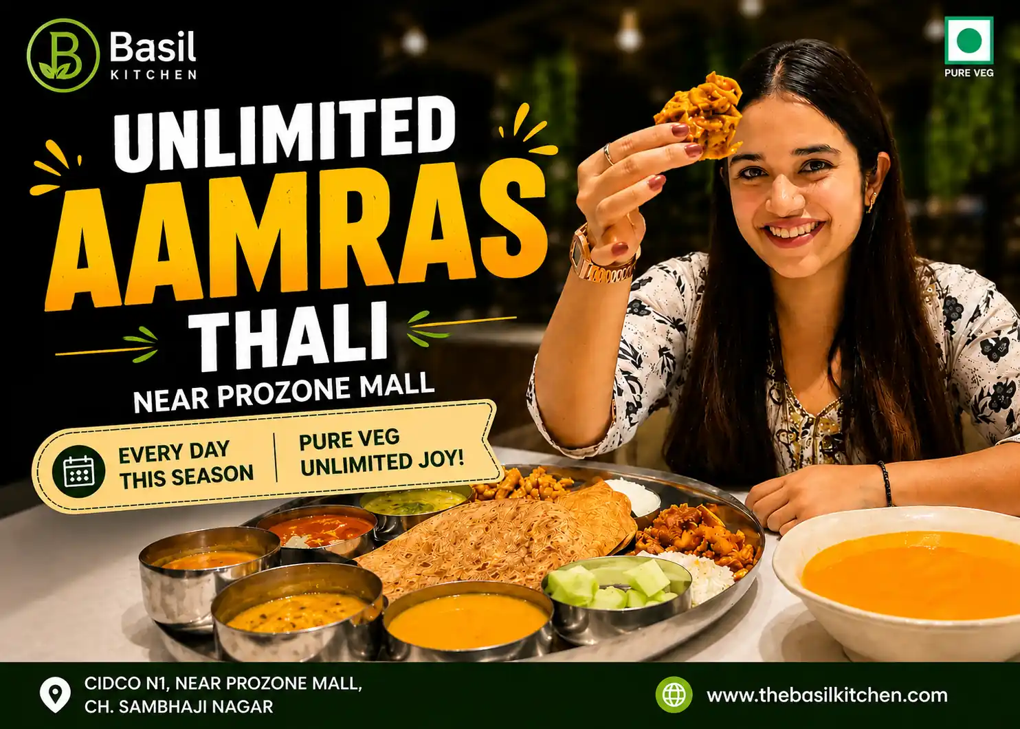 Unlimited Aamras Thali at Basil Kitchen